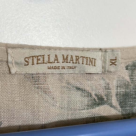 Stella Martini Linen Floral Print 3/4 Sleeve Popover Dress Tunic XL - Picture 4 of 8